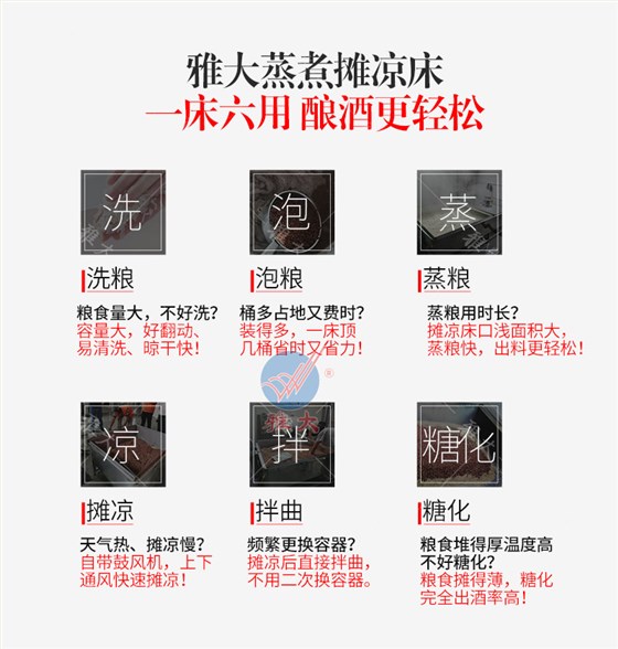 釀酒好幫手,雅大多功能蒸煮攤晾床設備! 釀酒好幫手,雅大多功能蒸煮攤晾床設備!