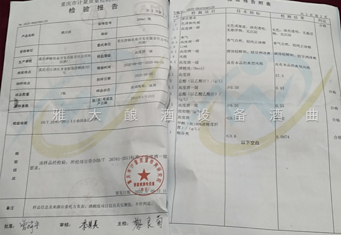 白酒檢測報告