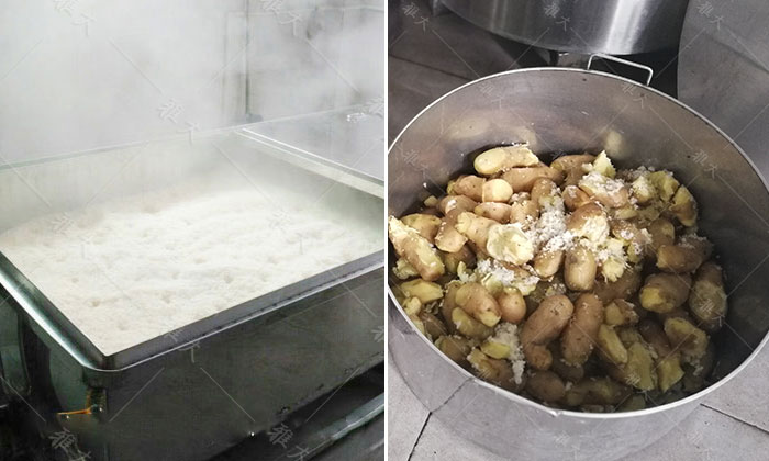 糯米、土豆分開蒸熟